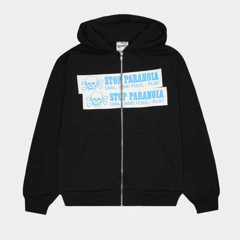 Sticker Zip-Up Hoodie - (Black)